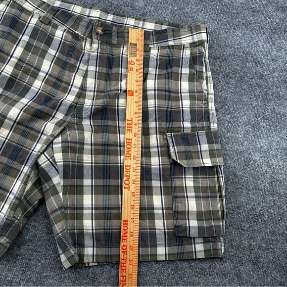 LL‎ Bean Shorts Mens 40 Plaid 9" Cargo Y2K Outdoor Casual Beach Green Blue Beige - Picture 5 of 12